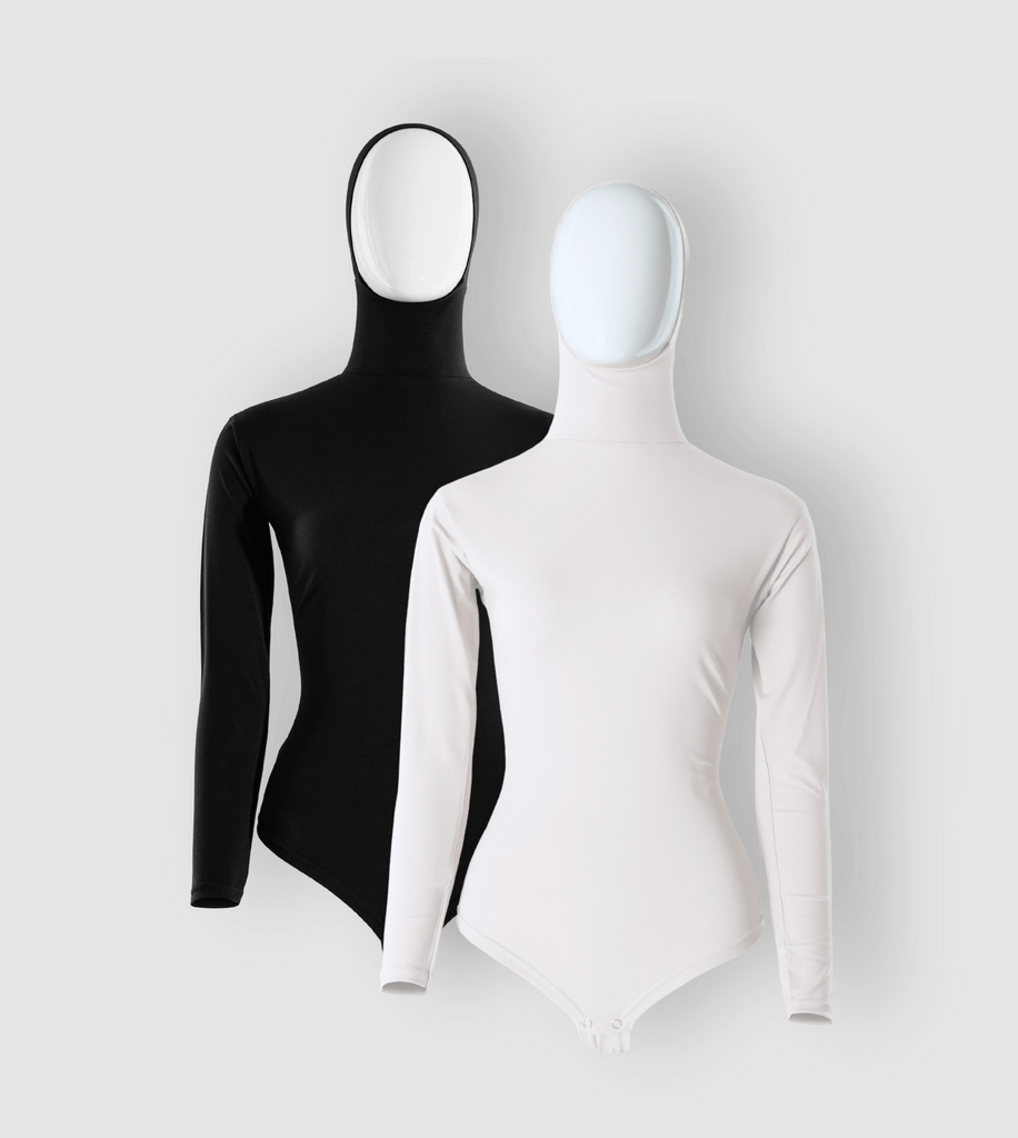 Ruuq Trial RUUQ Bodysuit Long Sleeve with Hijab Cap Black/Ivory 2-Pack