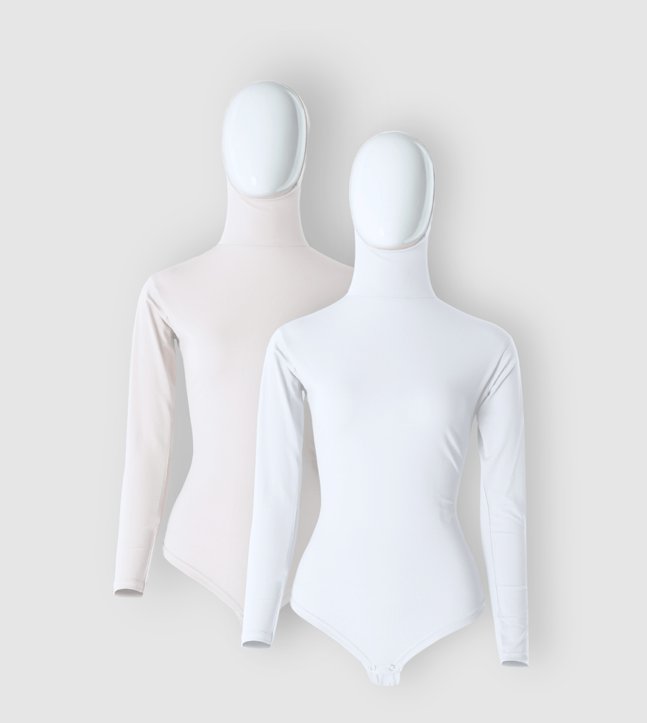 Ruuq Trial RUUQ Bodysuit Long Sleeve with Hijab Cap Ivory/White 2-Pack