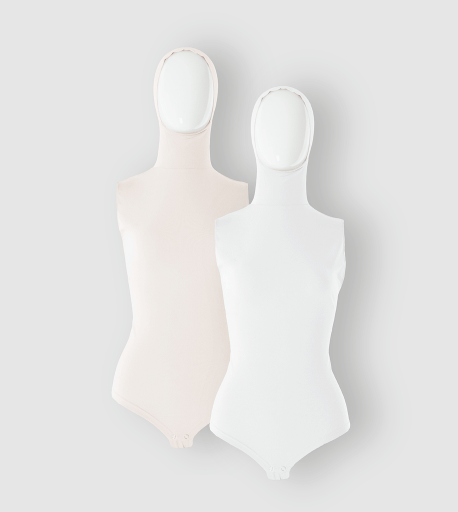 Ruuq Trial RUUQ Bodysuit Sleeveless with Hijab Cap Ivory/White 2-Pack